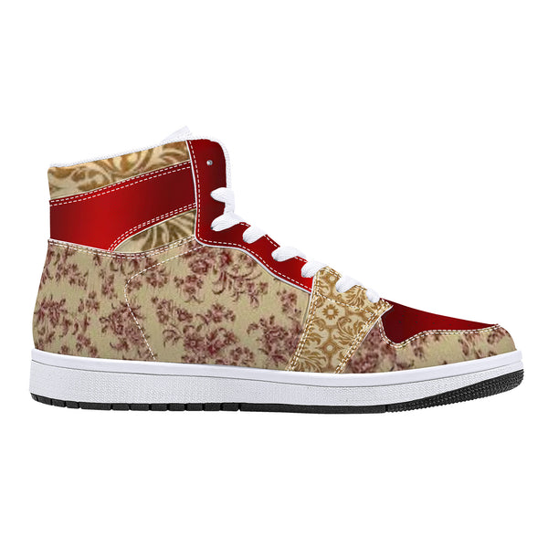 Crimson n Tan High-Top Leather Sneakers