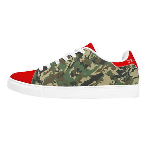 Red Glow Low-Top Leather Sneakers