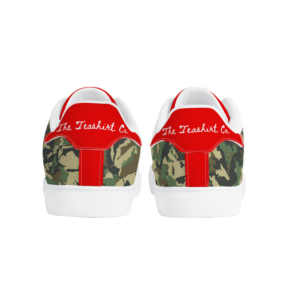 Red Glow Low-Top Leather Sneakers