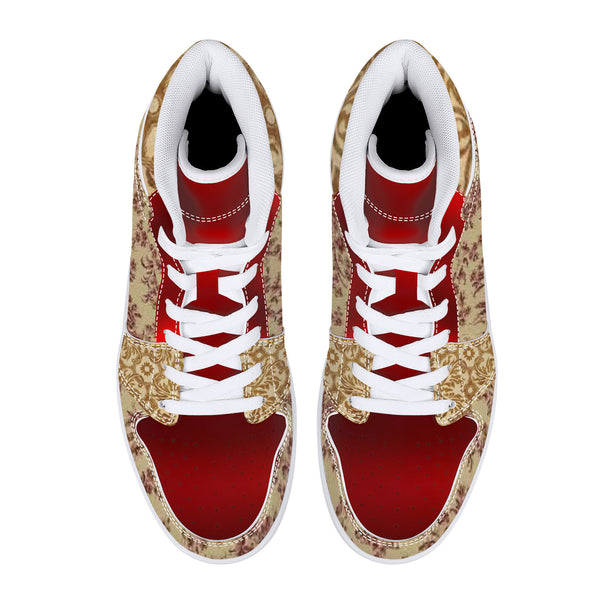 Crimson n Tan High-Top Leather Sneakers