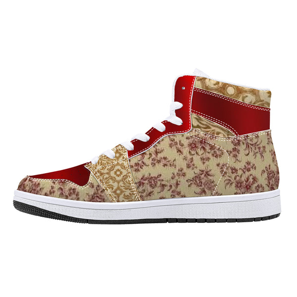 Crimson n Tan High-Top Leather Sneakers