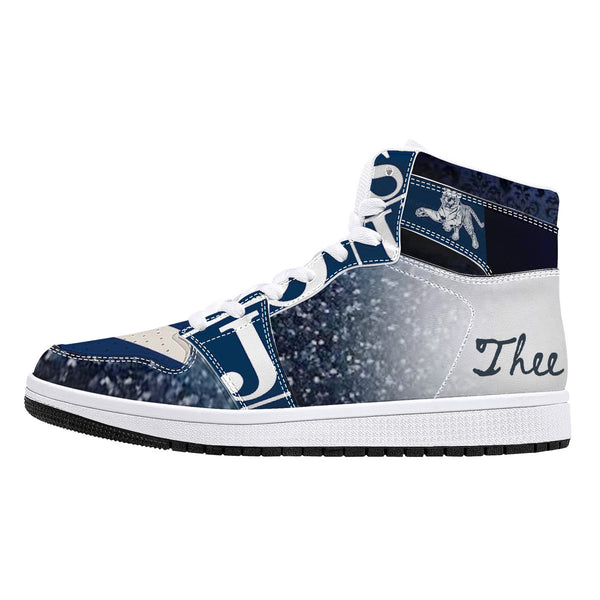 JSU High-Top Leather Sneakers - White