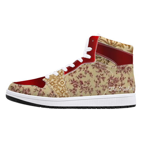 Crimson n Tan High-Top Leather Sneakers