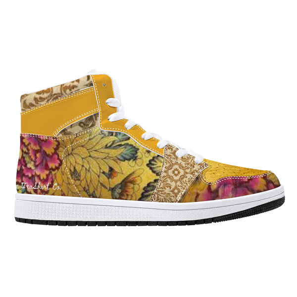 Golden Flower High-Top Leather Sneakers