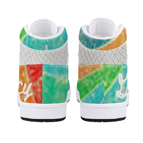 Grace and Mercy High-Top Leather Sneakers - White
