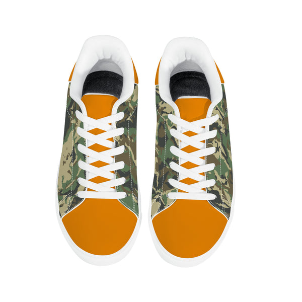 Orange Glow Low-Top Leather Sneakers - White