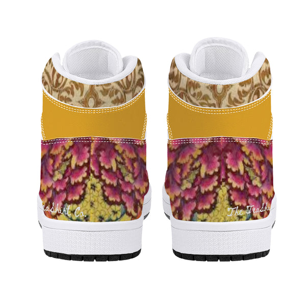 Golden Flower High-Top Leather Sneakers