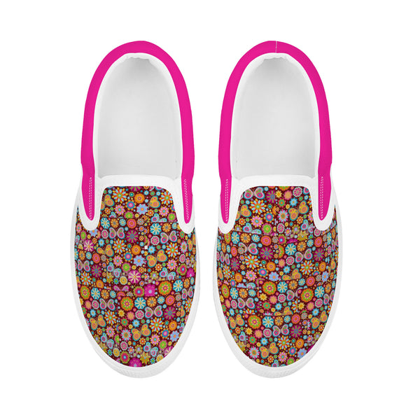 Pink n Flower dots Kids Slip-on shoes