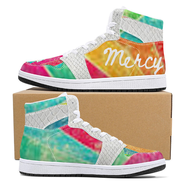 Grace and Mercy High-Top Leather Sneakers - White