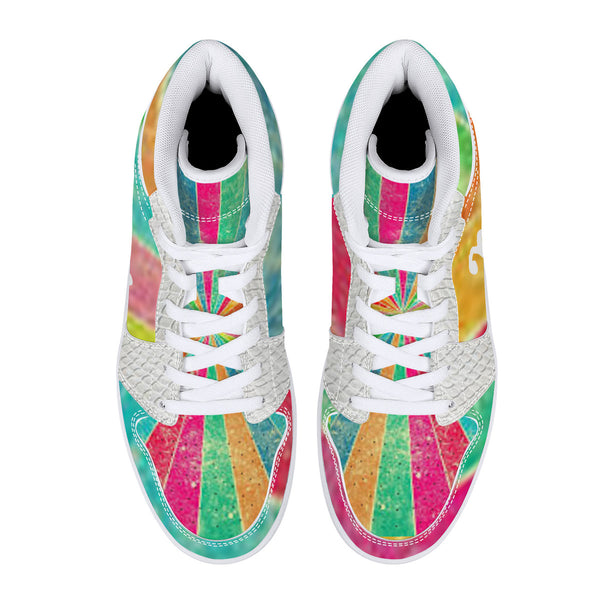 Grace and Mercy High-Top Leather Sneakers - White