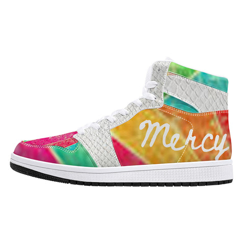 Grace and Mercy High-Top Leather Sneakers - White