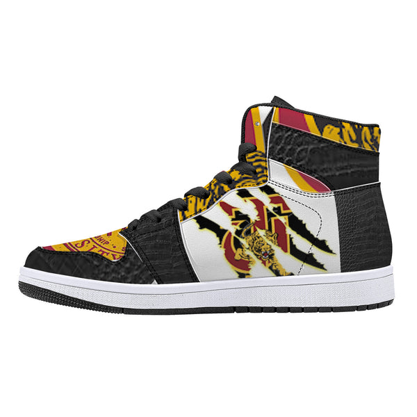 Tuskegee  Univ. High-Top Leather Sneakers - Black