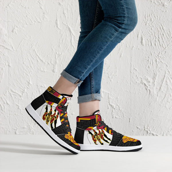 Tuskegee  Univ. High-Top Leather Sneakers - Black
