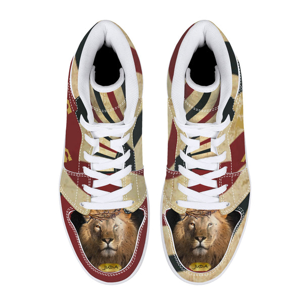 D16 High-Top Leather Sneakers - White