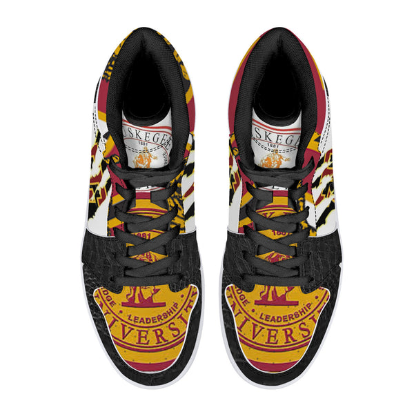 Tuskegee  Univ. High-Top Leather Sneakers - Black
