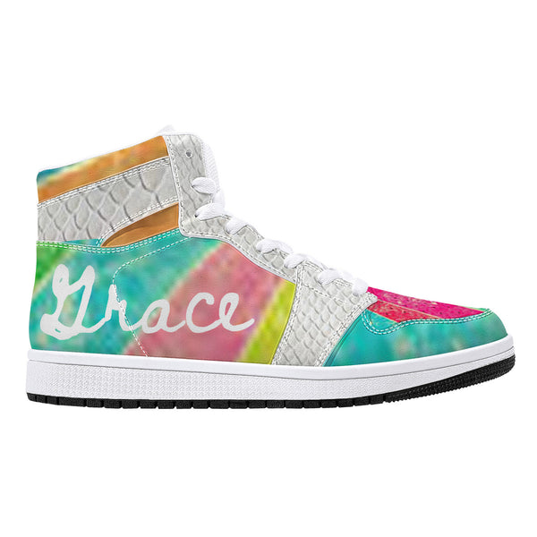 Grace and Mercy High-Top Leather Sneakers - White