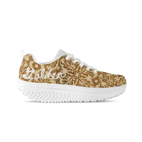 Golden Mesh Heightening Shaking Shoe