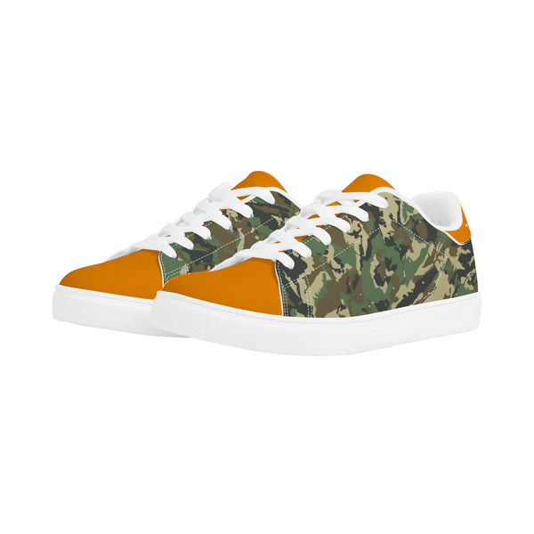 Orange Glow Low-Top Leather Sneakers - White