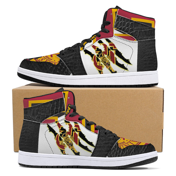 Tuskegee  Univ. High-Top Leather Sneakers - Black