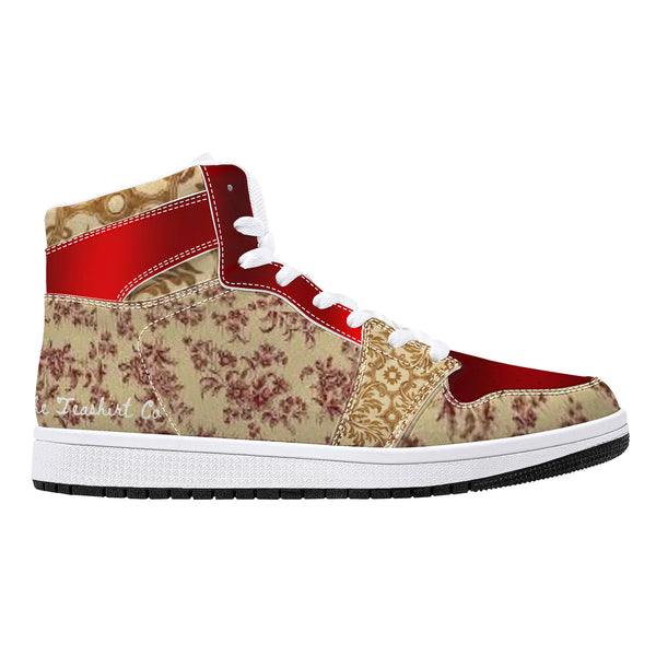 Crimson n Tan High-Top Leather Sneakers