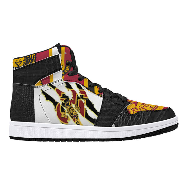 Tuskegee  Univ. High-Top Leather Sneakers - Black