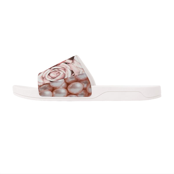 Pink Rose Slide Sandals - White Bottoms