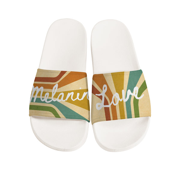 Melanin Love Slide Sandals - White Bottoms