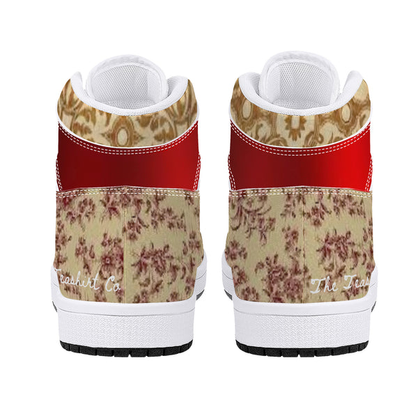 Crimson n Tan High-Top Leather Sneakers