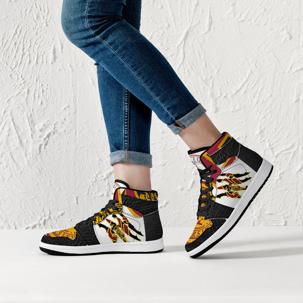 Tuskegee  Univ. High-Top Leather Sneakers - Black