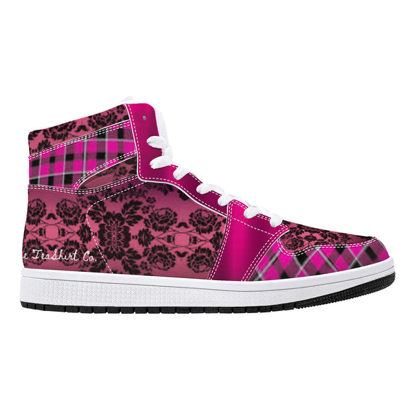Pink Uniform High-Top Leather Sneakers
