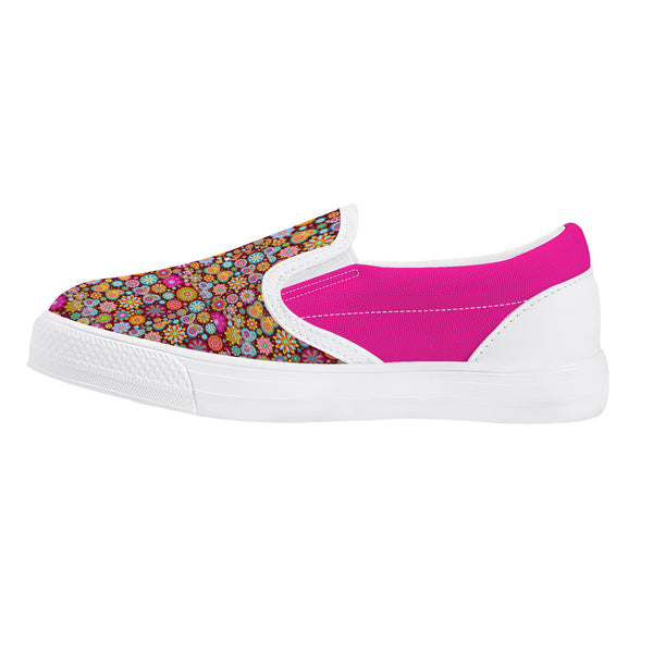 Pink n Flower dots Kids Slip-on shoes