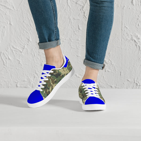 Blue Glow Low-Top Leather Sneakers