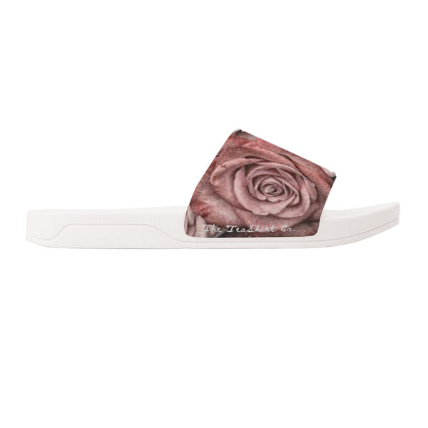 Pink Rose Slide Sandals - White Bottoms