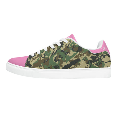Pink Glow Low-Top Leather Sneakers