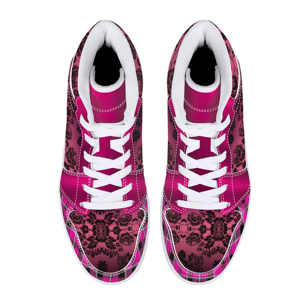 Pink Uniform High-Top Leather Sneakers