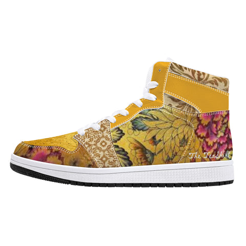 Golden Flower High-Top Leather Sneakers