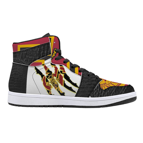 Tuskegee  Univ. High-Top Leather Sneakers - Black