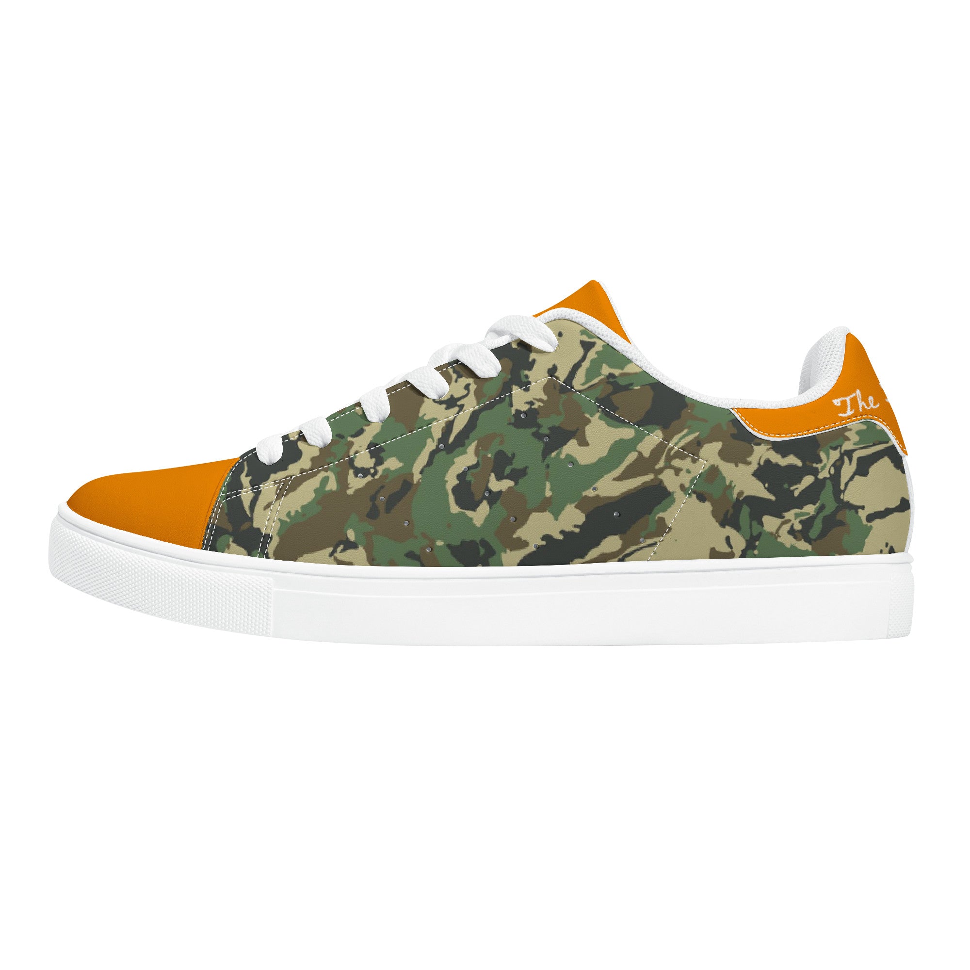 Orange Glow Low-Top Leather Sneakers - White