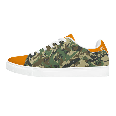 Orange Glow Low-Top Leather Sneakers - White